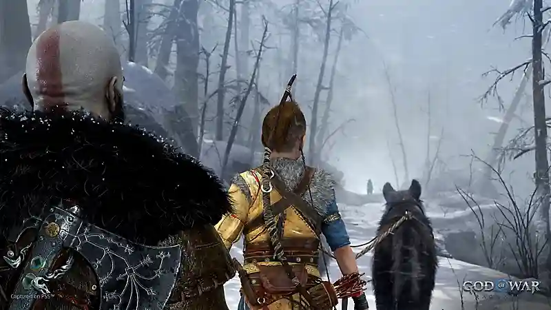 Captura de pantalla de kratos y atreus en god of war ragnarok